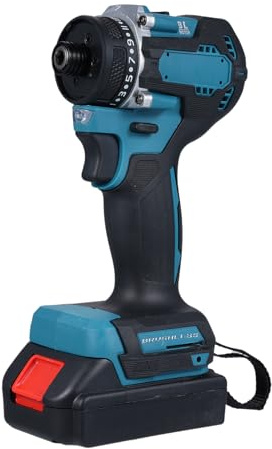 Vislone Taladro de litio de 21 V, destornillador eléctrico con batería, par de 55 Nm, motor sin escobillas, herramienta 2 en 1 con 2 niveles de velocidad y luz LED