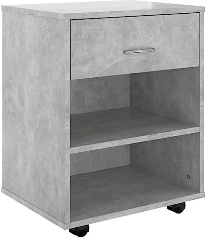 HETFTJN Armadio Multiuso Armadio da Esterno Madia Cucina Mobile Sala - Mobiletto con Ruote Grigio Cemento 46x36x59cm Legno Multistrato per Sala Studio Camera Da Letto Soggiorno Cucina