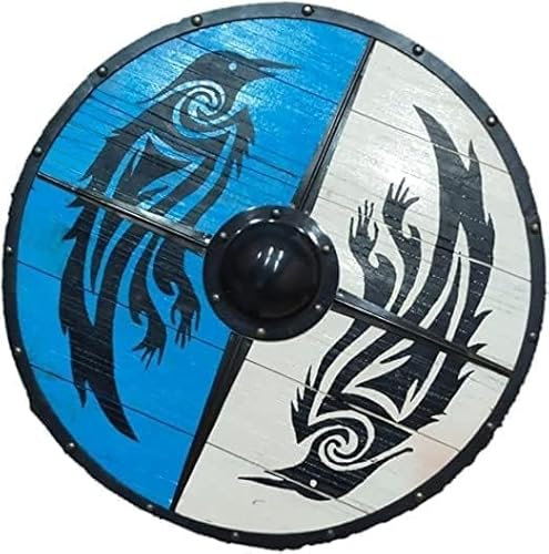Eivor Valhalla Rabe Authentischer Wikingerschild Mittelalter Rund Holzschild Battle Ready Shield LARP Schild