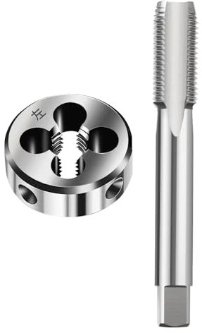 WZFC 2-teiliges Linkshänder-Maschinengewindebohrer- Und Schneideisen-Set, Metrisches Schraubengewinde, Gewindebohrer, Maschinenstopfen, Gewindeschneideisen,2 Stück M20x1,5 Satz