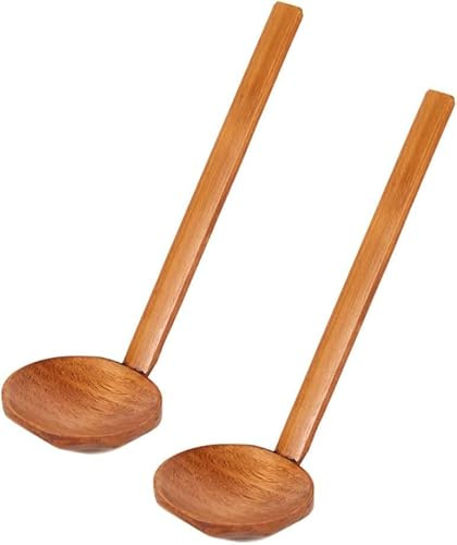 2 Pcs Long Handle Ramen Spoon Wood Large Hot Pot Turtle Drinks Soup Long Handle, Ramen, Wooden Soup, Hot Pot, Japanese