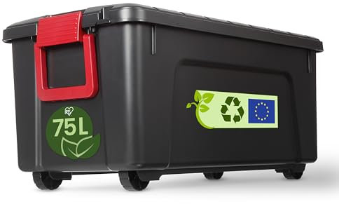 Iris Ohyama, Scatole Pieghevoli, 75L, Per Unità, Nero, Grande, Solido, Impilabile, Per Garage, Scaffali, Scatola Organizer, Plastica, Contenitore, SIA-75