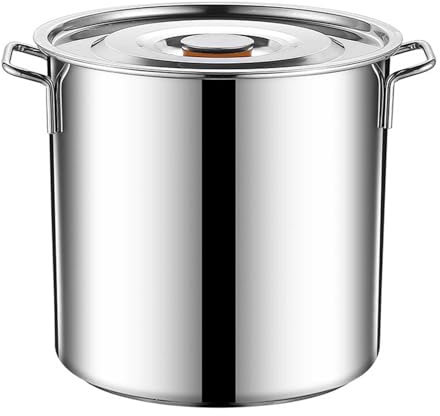 Suppentopf aus Edelstahl, tiefer Kochtopf mit Deckel, großer Suppentopf for Kochen, vielseitiges Kochgeschirr, runder Fass-Simmertopf for Kantinen, köchelndes Kochen(40cmx40cm)