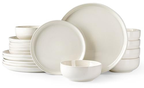GBHOME Dinne Set for 6 People – 18 Piece Speckled Ceramic Plates and Bowls Sets Chip & Scratch-Resistant Modern Tableware | Dishwasher & Microwave Safe Dinerware