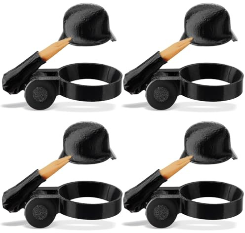 WADY Novelty Beer Hat, Set of 4 Military Helmet Beer Hat with Bottle Stopper, Beer Bottles, Military Helmet Style for Beer Bottles - Complete Set for Carnival and Parties (Black)