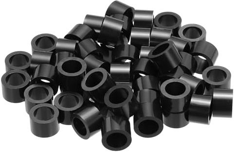 PATIKIL 50 Piezas Separadores ABS M4 M8 x 12mm Diámetro Exterior x 8mm L | Separadores Plásticos Redondos, Arandelas Negras, Distanciadores Tuerca Sin Roscar, Para Tornillos Perno Eléctrico