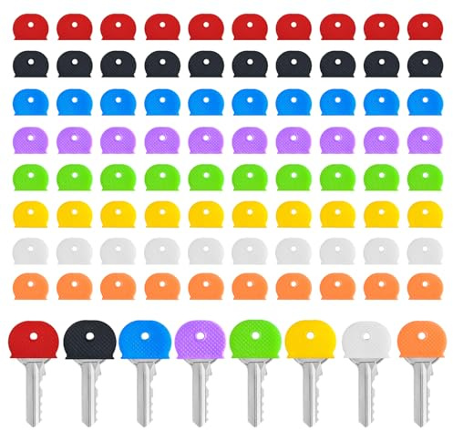 80 Pcs Colored Key Covers Caps,Plastic Key Color Identifiers for House Keys,Cute Key Identifier Protector Covers for Key Organization