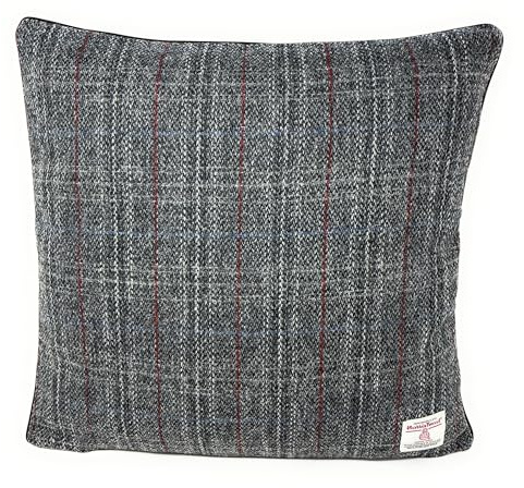 Scott and MacKenzie Harris Tweed Kissenbezug, doppelseitig, quadratisch, Schottenkaro, Grau