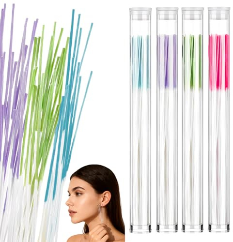 OIXEYA 240 pièces fils de nettoyage pour piercing d'oreille, nettoyeur de trou d'oreille, ligne de nettoyage de piercing d'oreille, 4 couleurs