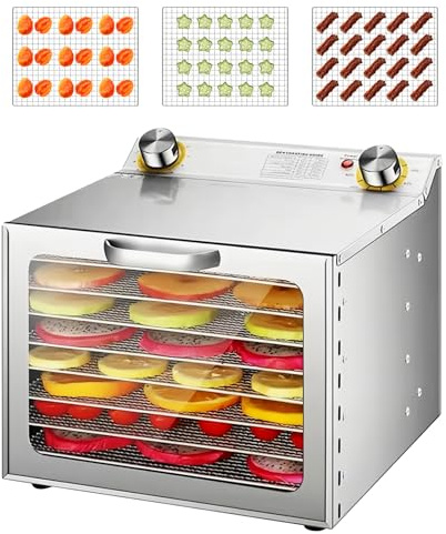 Stainless Steel Food Dehydrator, Electric Food Dryer, Fruit Dryer Machine | 8-Tray with Digital Thermostat (35-90°C), 400W for Vegetables, Meat, Jerky, Freeze Dryer Alternative for Home Use