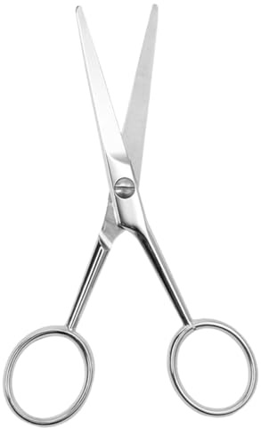 Cabilock Forbici per Baffi e Barba da Uomo in Acciaio Inossidabile Antiscivolo Forbici Piccole Lama Dentata per Rifinitura Precisa della Barba e Sopracciglia