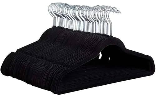 Grucce per abiti Grucce in velluto 10 pezzi antiscivolo - Adatto ultra sottile salvaspazio gancio girevole a 360 gradi appendiabiti forte e durevole(Black 10pcs)