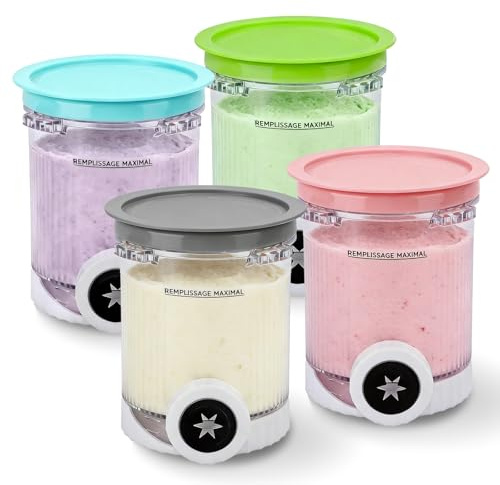 4 Pack Ice Cream Pints and Lids Compatible with Ninja CREAMi NC701 Series | Replacement Creami Tubs, Fit for Swirl Soft Serve & Ice Cream Maker NC701UK NC701 NC700 Series, BPA-Free