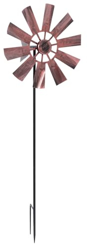 FOMIYES Moulin à Vent Décoratif en Métal Rotatif pour Jardin Extérieur, Sculpture Éolienne Vintage en Fer Forgé, Ornement Coloré et Solide pour Patio et Pelouse, Décoration de Cour