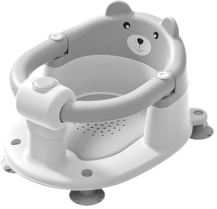 Baby Badewannensitz mit Bären-Design, rutschfest durch 4 Saugnäpfe, gepolsterter Sitz, BPA-frei & schimmelresistentes PP-Material, kompakt & leicht (500g), für Babys ab 6 Monaten