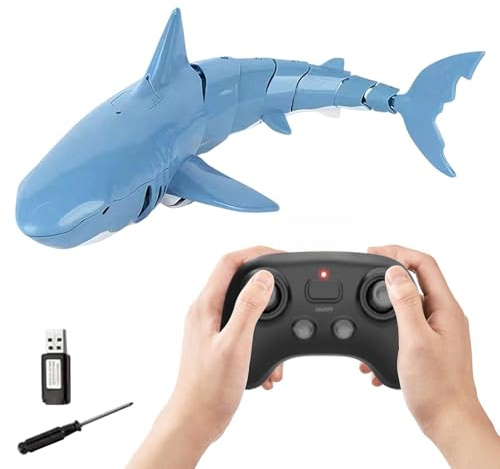 Modelo De Tiburón RC: De Criatura Acuática Sumergible, Nadador con Batería, Operado A Distancia De Mano | Animal del Océano Electrónico para Niños, Niñas, En La Piscina, Hora del Ba