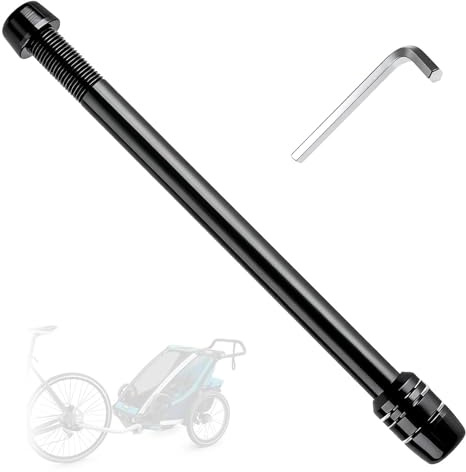 CHSEROK Steckachse Fahrradanhänger, M12 × 1,0 Steckachse Fahrrad, 166-178 mm Verstellbar, Fahrrad Achse Hinterrad, Schwarz Steckachsenadapter Anhänger, für Pendeln, Offroad, Radfahren