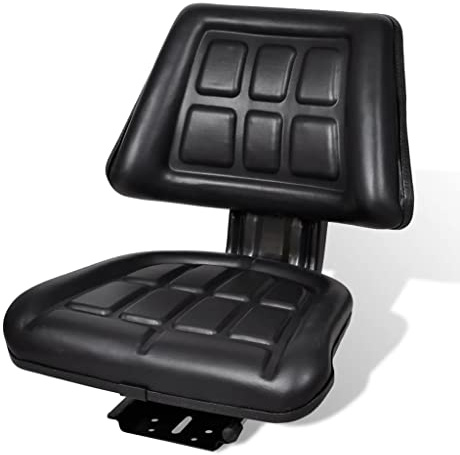 Mangloder Sedile Trattore con Schienale Nero Imbottitura in Schiuma Speciale 150mm Regolazione Lunghezza Acciaio e PVC Copertura Impermeabile per Trattore Rasaerba Rasaerba Trattore da Giardino