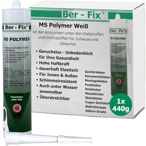 Ber-Fix® MS Polymer Weiß 290ml Montagekleber & Dichtstoff | Wasserfest, UV-beständig, dauerelastisch, silikonfrei | Für Wohnmobil, Boot, Bau & Sanitär