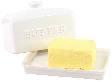 GOLDBEARUK Traditional Butter Dish White Ceramic Classic 2 Piece Design