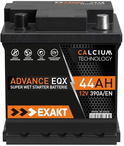 EXAKT Autobatterie 12V 44Ah Starterbatterie PKW KFZ Auto Batterie 42Ah