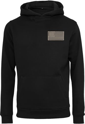 Baddery Hoodie Herren: USA-Flagge mit Stick Patch | US Army Kapuzenpullover für Herren - Männer Pullover