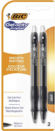 BIC Gel-ocity Original Druckgelschreiber, mittlere Spitze (0,7 mm), Schwarz, 2 Stück