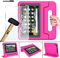 FINDING CASE for Amazon Fire 7 with Alexa Tablet Kids Case(9th & 7th & 5th Gen,2019 & 2017 & 2015 Release) With Tempered Glass Screen Protector Cover - ShockProof Handle Foam Stand Cover pink