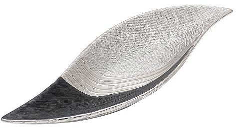 Dekohelden24 Elegante decorazione moderna in ceramica, piatto/ciotola decorativa, 41 cm, colore: grigio argento