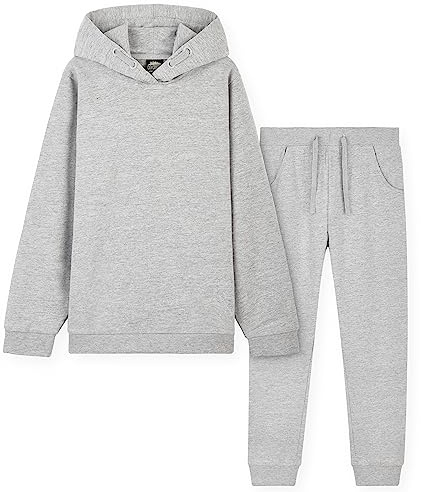 CityComfort Chandal Niña, Conjunto de 2 Piezas Sudadera con Capucha y Pantalon Chandal, Ropa Niño 100% Algodon, Regalos Para Niños Edad 3-14 Años (Gris Claro, 7-8 años)