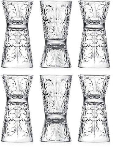 Barski Glas – wendbares Schnapsglas – Jigger Tumbler – für Likör – Wodka – Cocktail – Set mit 6 Gläsern – eine Seite ist 28 ml, die andere Seite ist 57 ml, hergestellt in Europa
