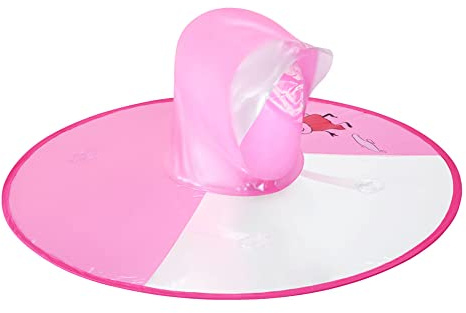 TaissBocco Impermeabile per bambini, impermeabile anatra cartone animato e cappello ombrello UFO impermeabile per cappello da pioggia poncho per neonate e ragazzi (Pink, S)