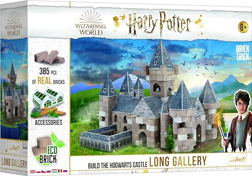 Trefl Brick Trick Build with Bricks – Long Gallery - Harry Potter, Hogwarts, Magie, Über 385 Bausteine, ECO Baustein, DIY, Wiederverwendbar, Kreativset für Kinder ab 8 Jahren.
