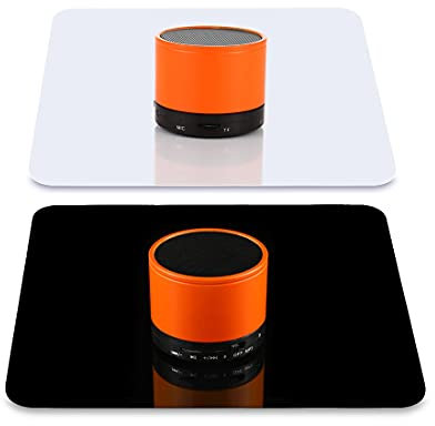 PULUZ 30 cm weißer & schwarzer Acryl-reflektierender Display-Tisch Hintergrund für kleine Produkte, Tischplatte, Fotografie, Schießen