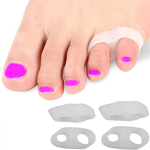 2 Paires de correcteurs d’orteils contre l’hallux Valgus - Pour les petits orteils - 2 Trous - En silicone le sport Séparateur d'Orteils en Gel pour Prévenir le Chevauchement des Frottements