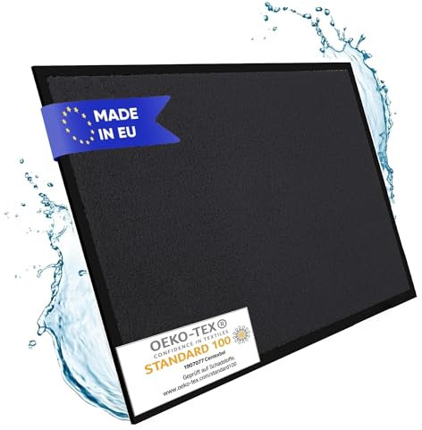 Entrando Fußmatte 40x60 cm rutschfest & farbecht – waschbare Schmutzfangmatte für drinnen & draußen, Türmatte mit Gummiboden für Flur, Wohnung & Eingang (Anthrazit)