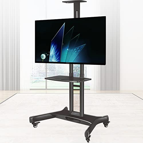 SRHIMEOS TV Ständer Rollbar TV Rollwagen mit Rollen für 40-70 Zoll Flach & Curved Fernseher Schwenkbar Höhenverstellbar mit 2 Platten max VESA 600x400mm