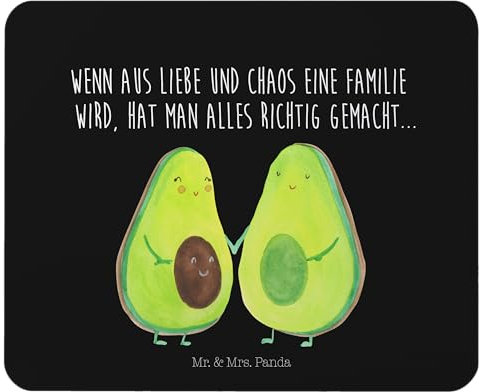 Mr. & Mrs. Panda Mauspad Avocado Pärchen - Geschenk, Hochzeit, mousematte, Liebe, Computer Mousepad, Mausunterlage, Familie, Mausmatte, Kinder