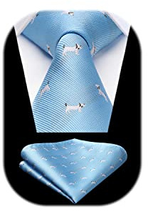 HISDERN Herren Krawatten Tiermuster Krawatte Einstecktuch Hochzeit Business Krawatte & Einstecktuch Set
