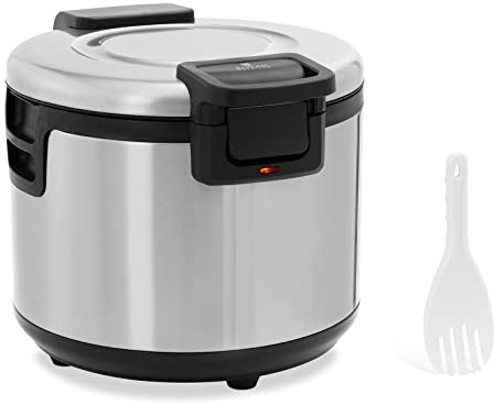 Royal Catering RCRK-2S - Scalda riso elettrico, 26 l, 110 W, con rivestimento antiaderente, Ø 380 mm, con cucchiaio di riso