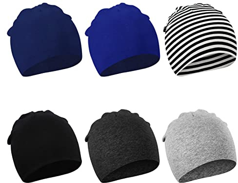 DRESHOW 6 Stücke Unisex Hut Junge Mütze Frühling Mützchen Kleinkind Wendemütze Jersey Slouch Beanie Bekleidung Infant Hut Kindergarten