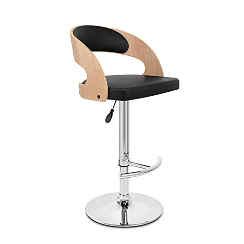 Bar Stool with Faux Leather Backrest and Seat Adjustable Height Swivel Stool Footrest Large Base 3 Colors Seat (Color : Black Size : 41x108x36cm)