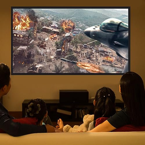 Große Leinwand 130 Zoll Projektionswand 16:9 4K HD Projector Screen Aluminium-Legierung Rahmen Großer Bereich für Heimkino Outdoor Hinterhoftheater, 2.91 x 1.71m