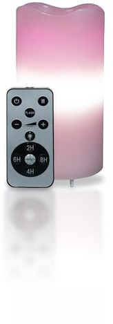 St Helens Home and Garden Flameless Artificial Candle with Pink Heart Projector Lights with Timer Remote Control, Battey or USB Powered for Use in Home Decoration, Festive and Night Light