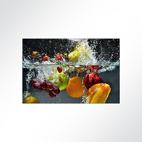 LYSEL® Absorberbild - Früchte Fallen ins Wasser 50x50x5,5cm - Akustikbild Schallschlucker mit 50mm Schaumstoff aus Basotect® G+