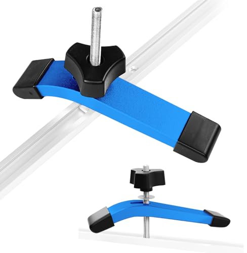 2 Stück Aluminiumlegierung Niederhalter Werkbank T-nut, M8 Stabil und Flexibel Niederhalter, Klemmung und Schnellspanner Schraubzwingen für Die Werkbank, Geeignet für Tischlerei und Möbelbau (Blau)