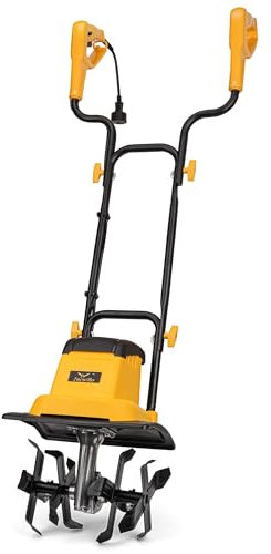 IncwBo 8.5AMP 12Inch Corded Tiller Cultivator 8-inch Depth Rototillers for Gardening, 360RPM Electric Garden Tiller with LT-201D Socket