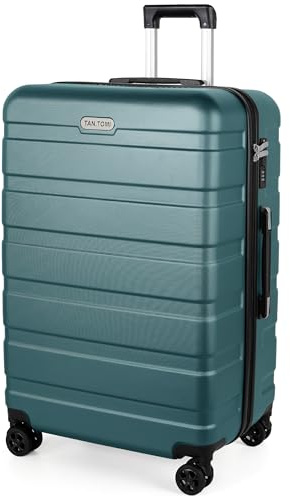 TANTOMI Koffer Groß, 28 Zoll Hartschalenkoffer, Trolley, Leichter ABS-Rollkoffer, Reisekoffer mit 4×360°-Rollen, 3-Stelliges Zahlenschloss (Helles Dunkelgrün, 95L)