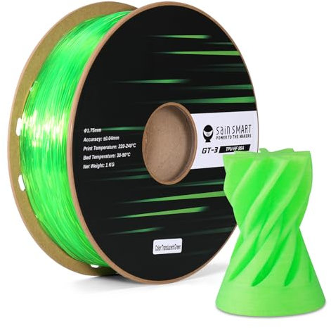 SainSmart Hohe Fließfähigkeit Transluzentes TPU Filament 1,75mm für Hochgeschwindigkeitsdruck 500 mm/s, 1kg, Grün