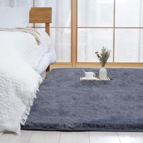 XUEDNGM Flauschiger Teppich Teppich Shaggy 220 x 300 cm Flauschig, Weich, Pflegeleicht, Anti-Rutsch, Waschbar Hochflor Teppich Wohnzimmer Flauschig Fellteppich für Wohnzimmer, Schlafzimmer, Grau